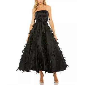 NWT Mac Duggal 11634 Strapless Feather Embellished Ball Gown Black 16 $998